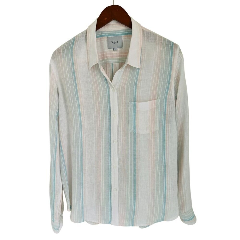 Rails Marbella Linen Blend Stripe Button Down Shi… - image 4